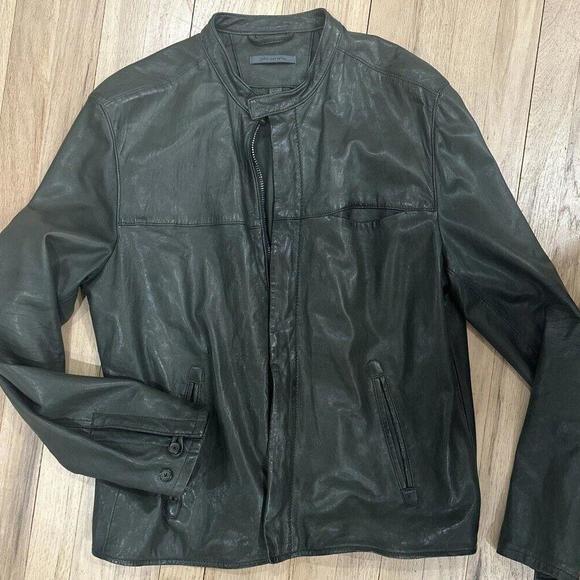 John Varvatos Sheepskin Leather Racer Jacket size 54 (L) - Picture 1 of 6